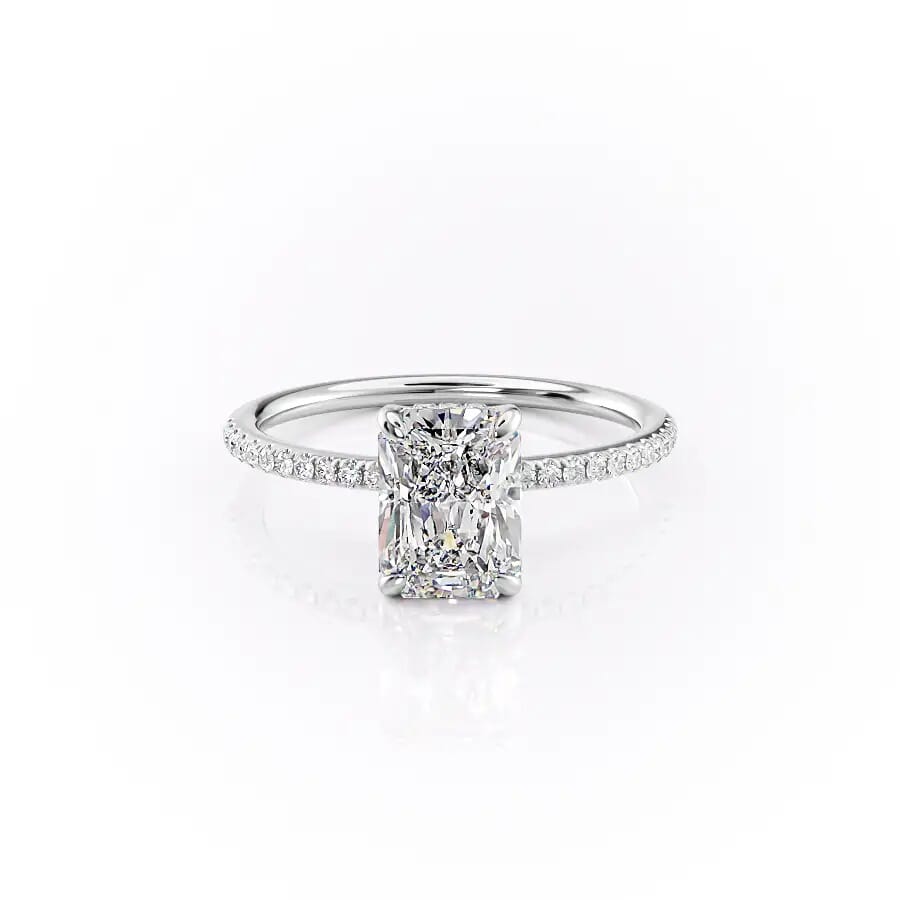 3 CT Radiant Cut Engagement Ring,radiant Moissanitesolitaire Ringdouble  Prongpave Bridgehidden Halolab Created Diamondwedding Ring 
